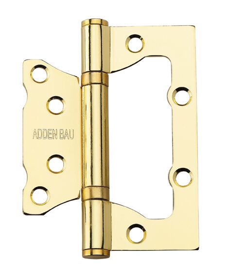 Петля дверная универсальная без врезки с двумя подшипниками ADDEN BAU. 100X75X2.5 BUT POLISH GOLD (цвет БЛЕСТЯЩЕЕ ЗОЛОТО)