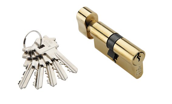 Ключевой цилиндр 60мм. 5 кл. ADDEN BAU. CYL 5-60 KNOB GOLD (цвет ЗОЛОТО БЛЕСТЯЩЕЕ)